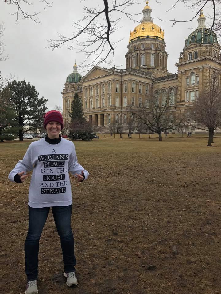 Brynne Schweigel at the Iowa capitol building in Des Moines